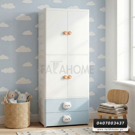 خزانة احذية بلاستيك حجم كبير رفوف مع جرارين في الاعلى