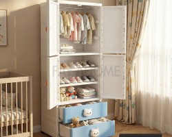 خزانة احذية بلاستيك حجم كبير رفوف مع جرارين في الاعلى