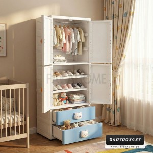 خزانة احذية بلاستيك حجم كبير رفوف مع جرارين في الاعلى