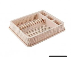 مشك - ستاند تنظيم صحون جلي بلاستيك طبقة خفيف مع جاط قطعتين