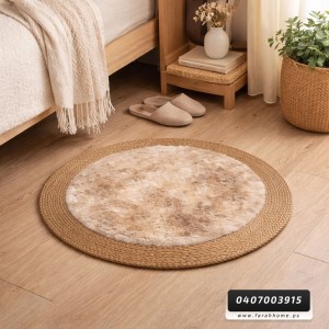 دعسة مدور يدوي قش دائري مع ريش في الوسط 100 سم