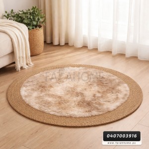 دعسة مدور يدوي قش دائري مع ريش في الوسط 120 سم