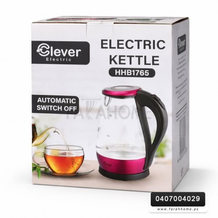 سخان ماء 1.8 لتر كهرباء زجاج قمقم/كمكم Clever HHB1765 سخان ماء 1.8 لتر كهرباء زجاج قمقم/كمكم Clever HHB1765