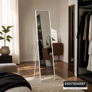 مراه بلاستيك مستطيل ابيض / ذهبي مع ستاند  147 × 37 سم