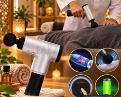 جهاز / ماكينة فرد - مسدس ندليك / مساج صغير 4 رؤوس USB MASSAGE GUN 