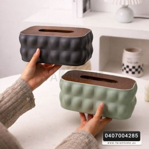 علبة/بكيت محارم حافظة اكريليك بابلز مع غطاء بلاستيك خشبي بامبو علبة/بكيت محارم حافظة اكريليك بابلز مع غطاء بلاستيك خشبي بامبو