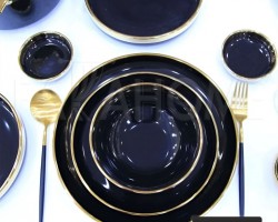 طقم صحون 24 قطعة اسود حيف ذهبي طقم صحون 24 قطعة اسود حيف ذهبي