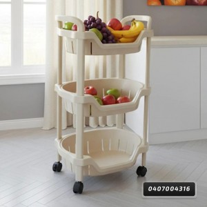 عرباية سله خضار3 طبقة جوارير بلاستيك بيضاوي 73 × 33 × 47 سم