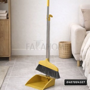 مكنسة مع مجرود  بلاستيك يد طويل ذراع ستانليس