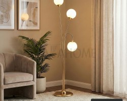 سايد لامب حجم كبير ذهبي مع ثلاث كرات بيضاء