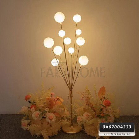 سايد لامب ذهبي شكل شجرة مع كرات انارة 150 سم