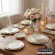 طقم صحون 24 قطعة  بورسلان بيضاوي حيف نقشة ورد حز ذهبي موديل SJ200-7