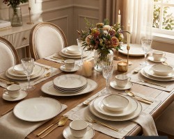 طقم صحون 24 قطعة بورسلان بيضاوي حيف معرق حز ذهبي موديل SJ200-5 طقم صحون 24 قطعة بورسلان بيضاوي حيف معرق حز ذهبي موديل SJ200-5