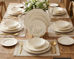 طقم صحون 24 قطعة بورسلان حيف نقشة نجوم حز ذهبي موديل HK200-2 طقم صحون 24 قطعة بورسلان حيف نقشة نجوم حز ذهبي موديل HK200-2