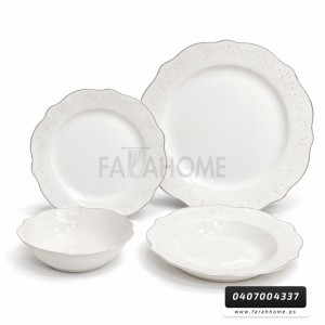 طقم صحون 24 قطعة بورسلان حيف نقشة نجوم حز ذهبي موديل HK200-2