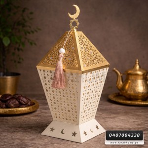 فانوس معدن مزخرف مضيء 38 سم فانوس معدن مزخرف مضيء 38 سم