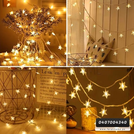 اضائة زينه رمضان - حبل 5 م نجوم اشكال شفاف