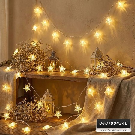 اضائة زينه رمضان - حبل 5 م نجوم اشكال شفاف