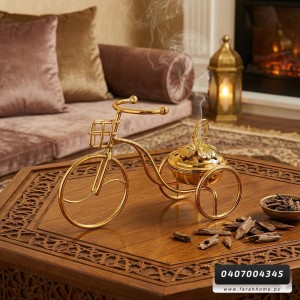 مبخرة ذهبي بيوتر شكل بسكليت مع غطاء  20 سم