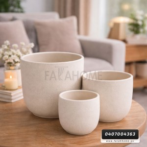 طقم قوار بورسلان منمش - محزز 3 قطع  30 - 27 - 25 سم