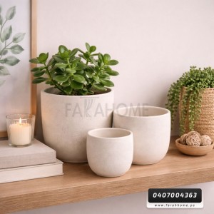 طقم قوار بورسلان منمش - محزز 3 قطع  30 - 27 - 25 سم