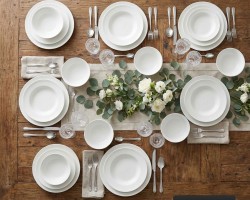 طقم صحون بورسلان 42 قطعة بورسلان ابيض سادة ADC