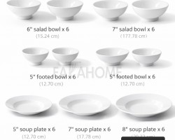 طقم صحون بورسلان 42 قطعة بورسلان ابيض سادة ADC طقم صحون بورسلان 42 قطعة بورسلان ابيض سادة ADC