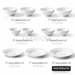طقم صحون بورسلان 42 قطعة بورسلان ابيض سادة ADC