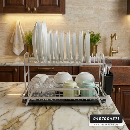 مشك صحون المنيوم ثقيل طبقتين فضي مع حمالة كاسات ومعالق مشك صحون المنيوم ثقيل طبقتين فضي مع حمالة كاسات ومعالق