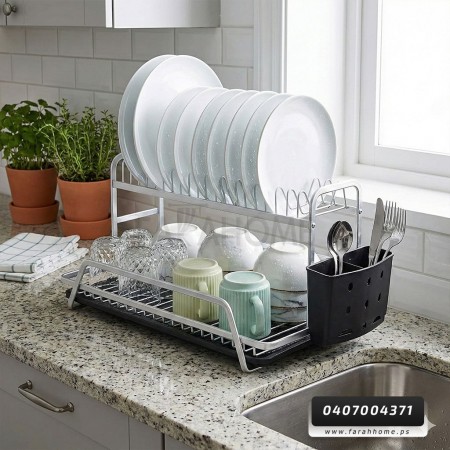 مشك صحون المنيوم ثقيل طبقتين فضي مع حمالة كاسات ومعالق مشك صحون المنيوم ثقيل طبقتين فضي مع حمالة كاسات ومعالق