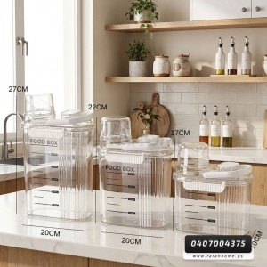 علبة بقوليات اكريلك كبير 2.5 لتر مع علبة مكيال