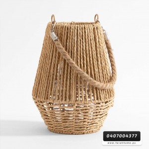 تيبل لامب بوهيمي قش رتان كبير بطارية مع حبل تعليق