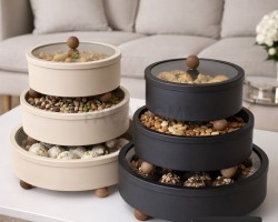 طقم علب تقديم - حفظ حلويات معدن مع غطاء زجاج وارجل خشبية 3 قطع طقم علب تقديم - حفظ حلويات معدن مع غطاء زجاج وارجل خشبية 3 قطع