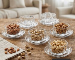 طقم صحون مكسرات سادة  12 قطعة 6 زبادي و 6 عادي