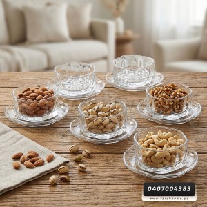 طقم صحون مكسرات سادة  12 قطعة 6 زبادي و 6 عادي