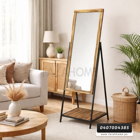 مراة خشب مع رف 155×41 وستاند ثقيل مراة خشب مع رف 155×41 وستاند ثقيل
