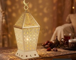  فانوس معدن معدن مزخرف مضيء  32 سم