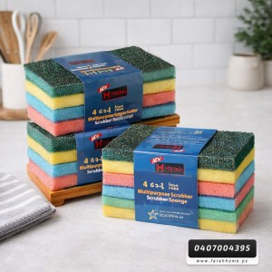 ليف جلي 4 قطع خريص مع اسفنج Haoxin