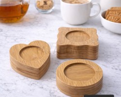 6 قطع × كوستر - استكانة خشب اشكال مدور/قلب/مربع 6 قطع × كوستر - استكانة خشب اشكال مدور/قلب/مربع
