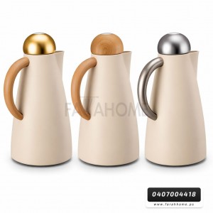 ثيرموس قهوة 1 لتر بيج يد وغطا طابة كبس ذهبي/خشبي/ سلفر