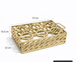 حمالة علب كولا - فرش نحاس معدن صناعة هندية يتسع ل 6 علب لون ذهبي ثقيل مقاس 37 * 22 + 10.5 سم
