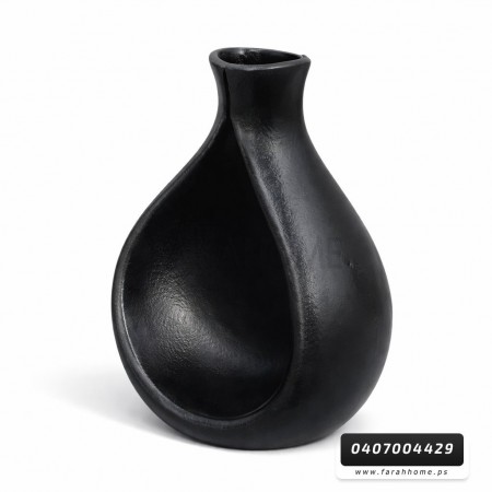 فازة هندي نحاس اسود مطفي مطعوج  مقاس 25 × 19 × 31.5 سم