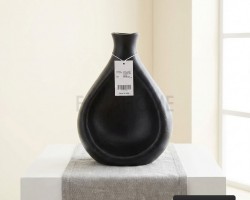 فازة هندي نحاس اسود مطفي مطعوج  مقاس 25 × 19 × 31.5 سم