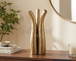 فازة هندي نحاس لون ذهبي مقاس 15 × 15 × 36 سم