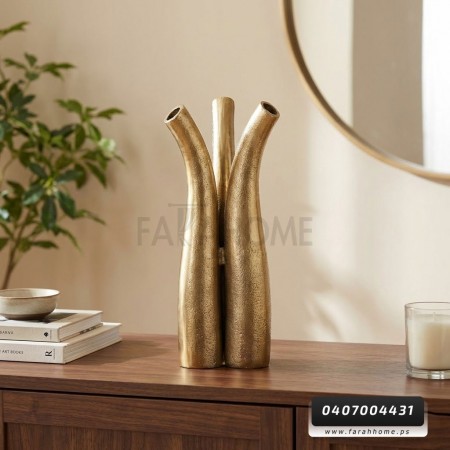 فازة هندي نحاس لون ذهبي مقاس 15 × 15 × 36 سم