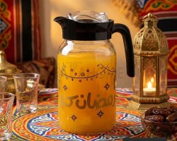 شاف زجاج عصير/ ماء مع يد رسومات رمضانية صناعة مصرية ELMAS