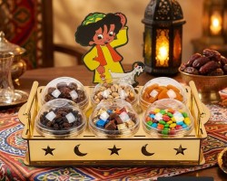 مضيفة  تسالي بلاستيك 6 علب لون مذهب 