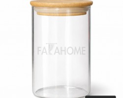 مرتبان زجاج 10 سم للبهارات / السكريات / الكاندي / المكسرات مع غطاء خشب كبس