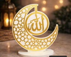 زينه رمضان/ ستاند هلال مذهب خشب 20 × 20 سم