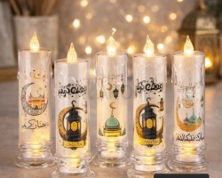 زينة رمضان / شمعة الكترونية اكريليك 5 × 15 سم
